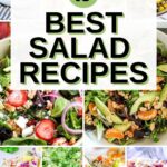A collage of photos off salads with text overlay that says "10 Best Salad Recipes"
