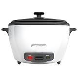BLACK+DECKER 6-Cup Rice Cooker, RC506, 3-cup Uncooked Rice, Steaming Basket, Removable Non-Stick Bowl, One Touch
