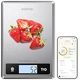 RENPHO Smart Food Kitchen Scale, Food Weight Scale with Nutritional Calculator, Digital Food Scale Grams and Ounces for Weight Loss, Calorie, Macro and Cooking, Stainless Steel