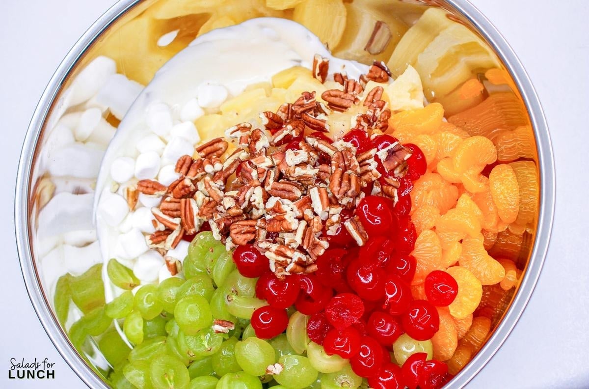Grandma's Ambrosia Salad without Coconut - Ambrosia Salad with No Coconut Salad Recipe 5 Ambrosia Salad with No Coconut Salad Recipe 5 - Enjoy a tropical twist with this Ambrosia Salad without Coconut – a creamy, fruity delight perfect for any occasion. No coconut, all flavor!