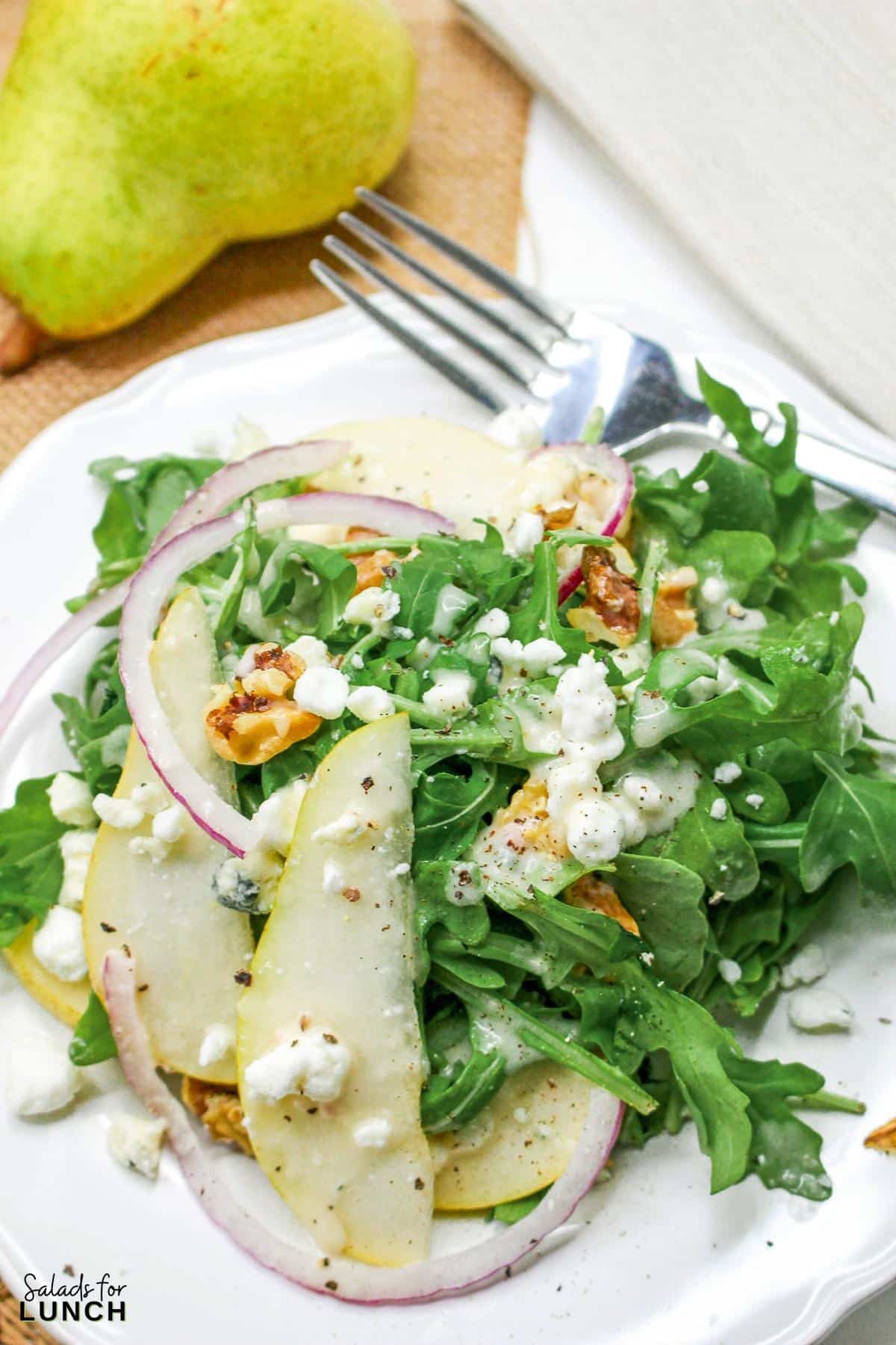 Arugula Salad with Pears and Goat Cheese Recipe 37 - Fall is here, and it’s time to bring those seasonal flavors to your table with an easy and delicious Arugula Salad with Pears and Goat Cheese!