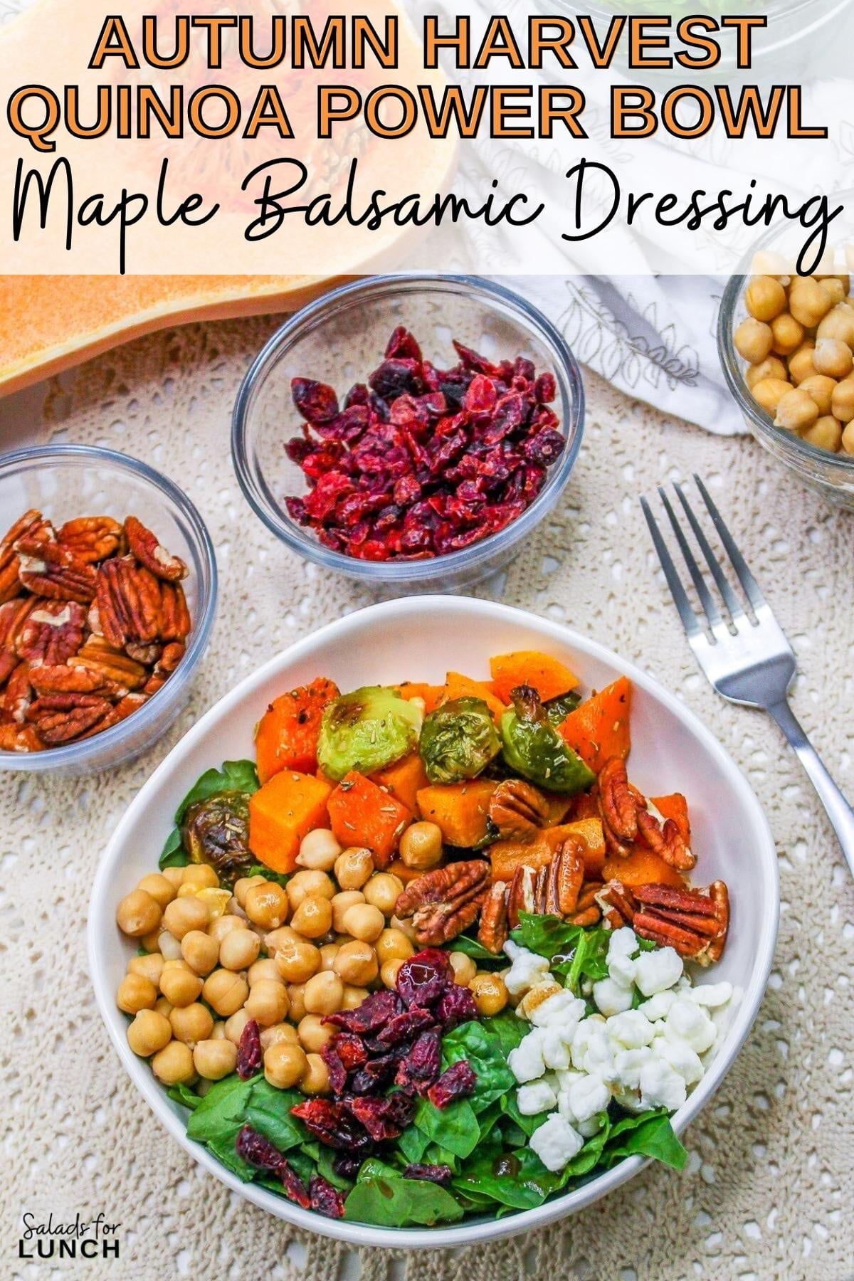 Autumn Harvest Quinoa Power Bowl with Maple Balsamic Dressing 1 - Indulge in autumn's bounty with our Autumn Harvest Quinoa Power Bowl featuring roasted veggies, protein-packed quinoa, and a sweet maple balsamic dressing—a delicious and nutritious seasonal delight!