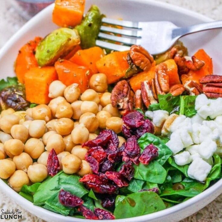 Autumn Harvest Quinoa Power Bowl with Maple Balsamic Dressing - Shake up your weekday lunch with these tasty, healthy salads for lunch recipes that are great on the go. Make a filling and healthy salad that will power you through any work day. Full of protein and fiber these quick salads are an easy way to spruce up your lunch.