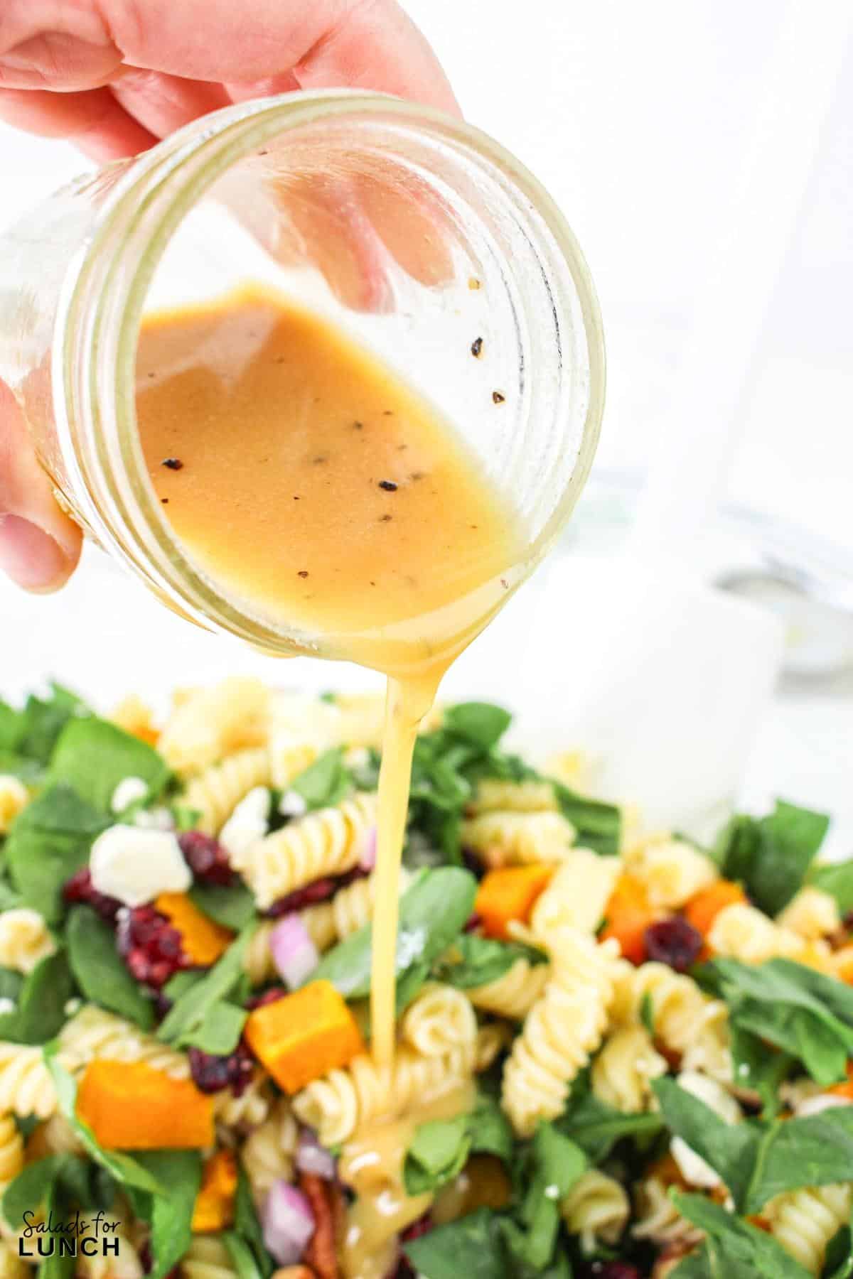 Autumn Pasta Salad Recipe 17 - You’ll love how quickly this Maple Dijon Salad Dressing comes together. With just five basic ingredients, you can whip up a delicious homemade dressing that’s not only healthy but also way better than anything you’ll find at the store.