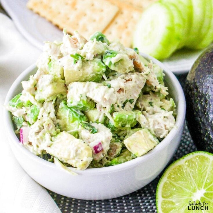 Avocado and Chicken Salad - Shake up your weekday lunch with these tasty, healthy salads for lunch recipes that are great on the go. Make a filling and healthy salad that will power you through any work day. Full of protein and fiber these quick salads are an easy way to spruce up your lunch.