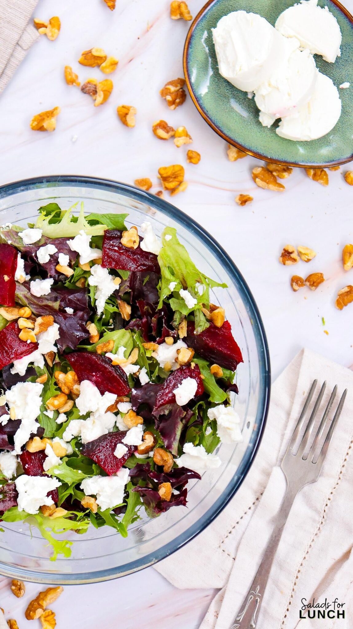 Beet and Goat Cheese Salad Recipe 23 scaled - A hearty Beetroot and Goat Cheese Salad with roasted beets, tangy goat cheese, walnuts, and a zesty vinaigrette. Perfectly healthy and easy for winter sides!