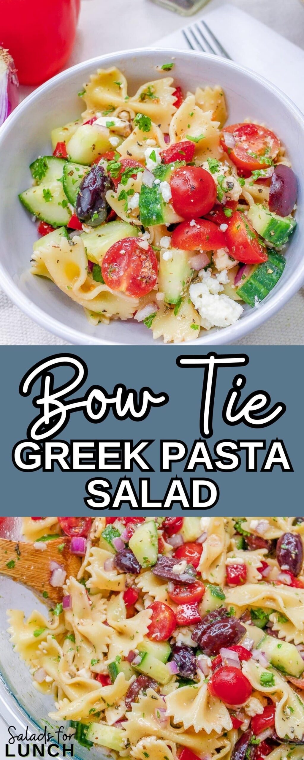 BOW TIE GREEK PASTA SALAD 2 scaled - This Mediterranean-inspired dish combines al dente bow tie pasta, crisp vegetables, briny Kalamata olives, and creamy feta cheese, all tossed in a zesty Greek dressing. Quick and easy to prepare, this healthy and flavorful salad is ideal for picnics, potlucks, or as a delightful side dish. Get ready to savor the taste of Greece with our easy-to-follow Bow Tie Greek Pasta Salad recipe!