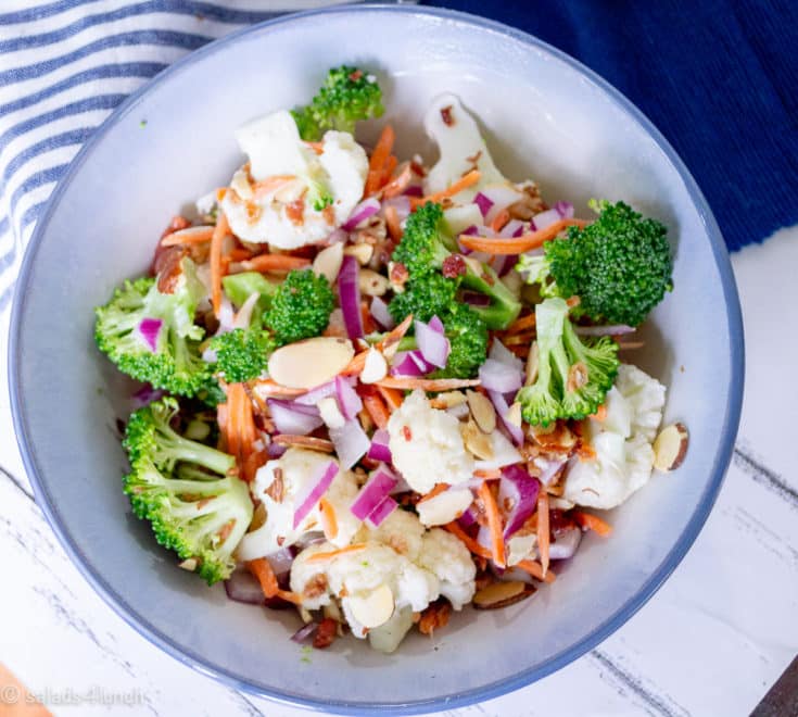 Broccoli Caulflower Salad 5 - These fall salads will help you make the most of October’s fresh, seasonal produce while adding flavor, nutrition, and variety to your meals. Enjoy the richness of fall in every bite!