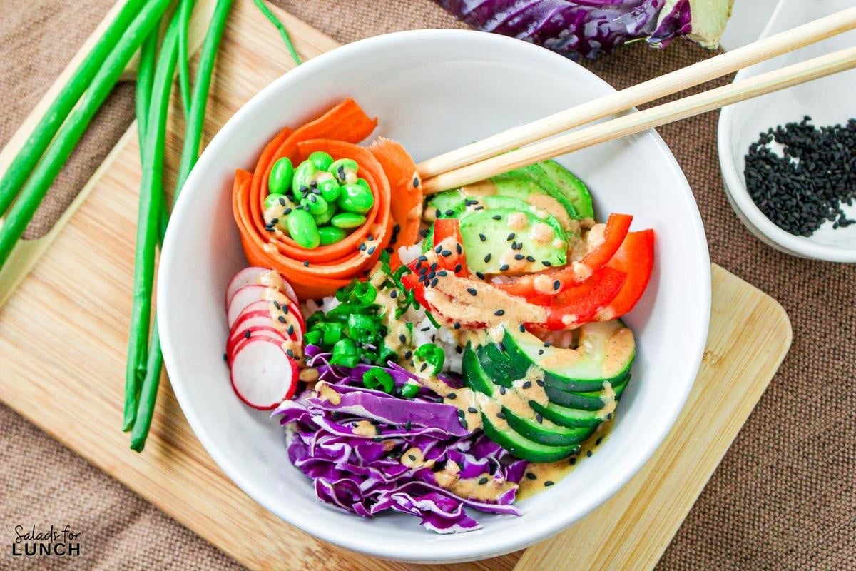 Buddha Bowl with Peanut Dressing 12 - Looking for a delicious and healthy meal that's easy to prepare? Try this Buddha Bowl with Peanut Dressing recipe! This colorful and flavorful bowl is packed with fresh veggies, and a creamy, nutty peanut dressing that will have you licking your plate clean.