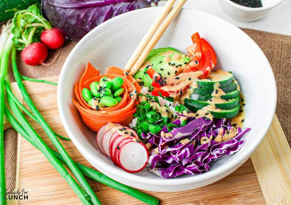 Buddha Bowl with Peanut Dressing 17 - Looking for a delicious and healthy meal that's easy to prepare? Try this Buddha Bowl with Peanut Dressing recipe! This colorful and flavorful bowl is packed with fresh veggies, and a creamy, nutty peanut dressing that will have you licking your plate clean.
