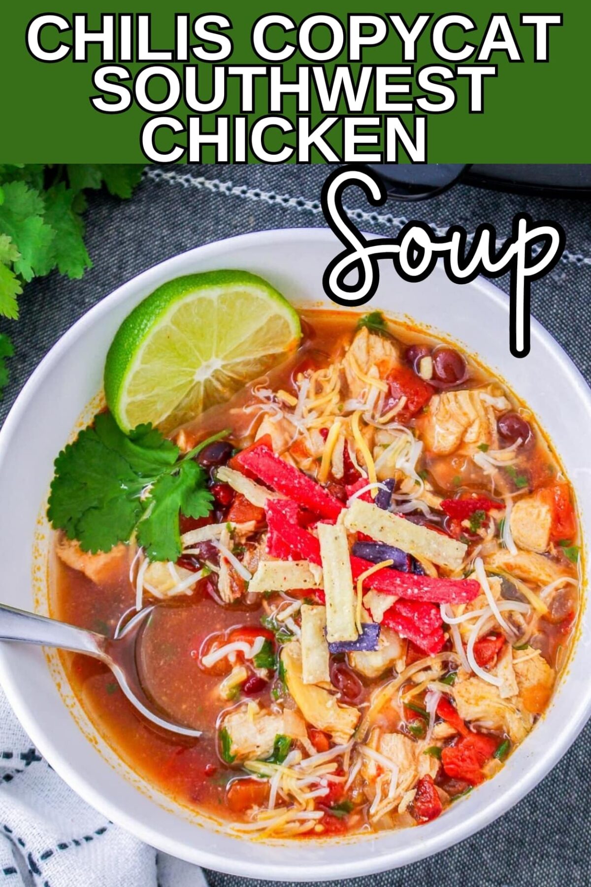 Chilis Copycat Southwest Chicken Soup Recipe 2 - Indulge in a taste fiesta with this Chili's Copycat Southwest Chicken Soup! Hearty, flavorful, and easy to make, this soul-warming delight features tender chicken, black beans, and hominy in a smoky chipotle broth. Spice it up and savor the Southwest in every comforting spoonful.