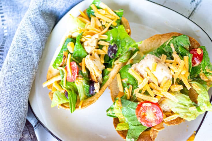 Chipotle Chicken Taco Salad 5 - Shake up your weekday lunch with these tasty, healthy salads for lunch recipes that are great on the go. Make a filling and healthy salad that will power you through any work day. Full of protein and fiber these quick salads are an easy way to spruce up your lunch.
