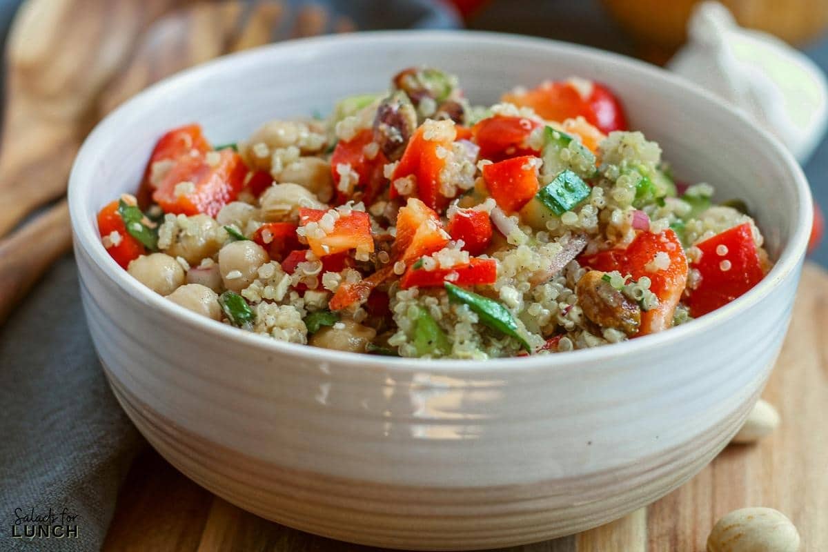 Copycat Quinoa Salad 15 - Looking for an easy, fast and healthy lunch option? Try this delicious TikTok quinoa salad! Not only is this salad loaded with flavor, but it also provides a good source of protein and fiber from the chickpeas, quinoa, and pistachios. You're going to love this easy to make quinoa salad recipe!