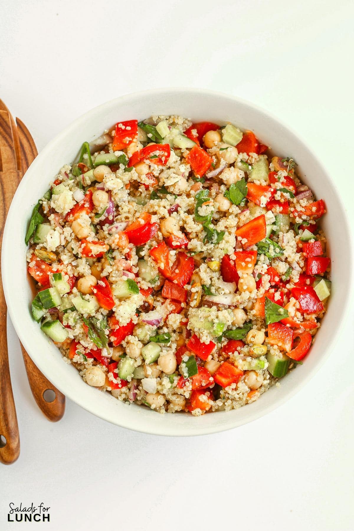 Copycat Quinoa Salad 6 - Looking for an easy, fast and healthy lunch option? Try this delicious TikTok quinoa salad! Not only is this salad loaded with flavor, but it also provides a good source of protein and fiber from the chickpeas, quinoa, and pistachios. You're going to love this easy to make quinoa salad recipe!