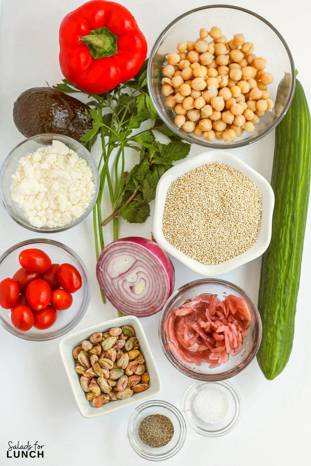 Copycat Quinoa Salad 7 - Looking for an easy, fast and healthy lunch option? Try this delicious TikTok quinoa salad! Not only is this salad loaded with flavor, but it also provides a good source of protein and fiber from the chickpeas, quinoa, and pistachios. You're going to love this easy to make quinoa salad recipe!