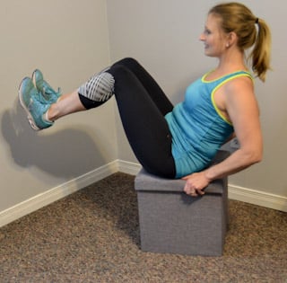 Sit on side of bench. Place hands on edge of bench. Position feet away from bench. Straighten arms, slide rear end off of edge of bench, and rest heels on floor with legs straight. Execution Lower body by bending arms until slight stretch is felt in chest or shoulder, or rear end touches floor. Raise body and repeat.