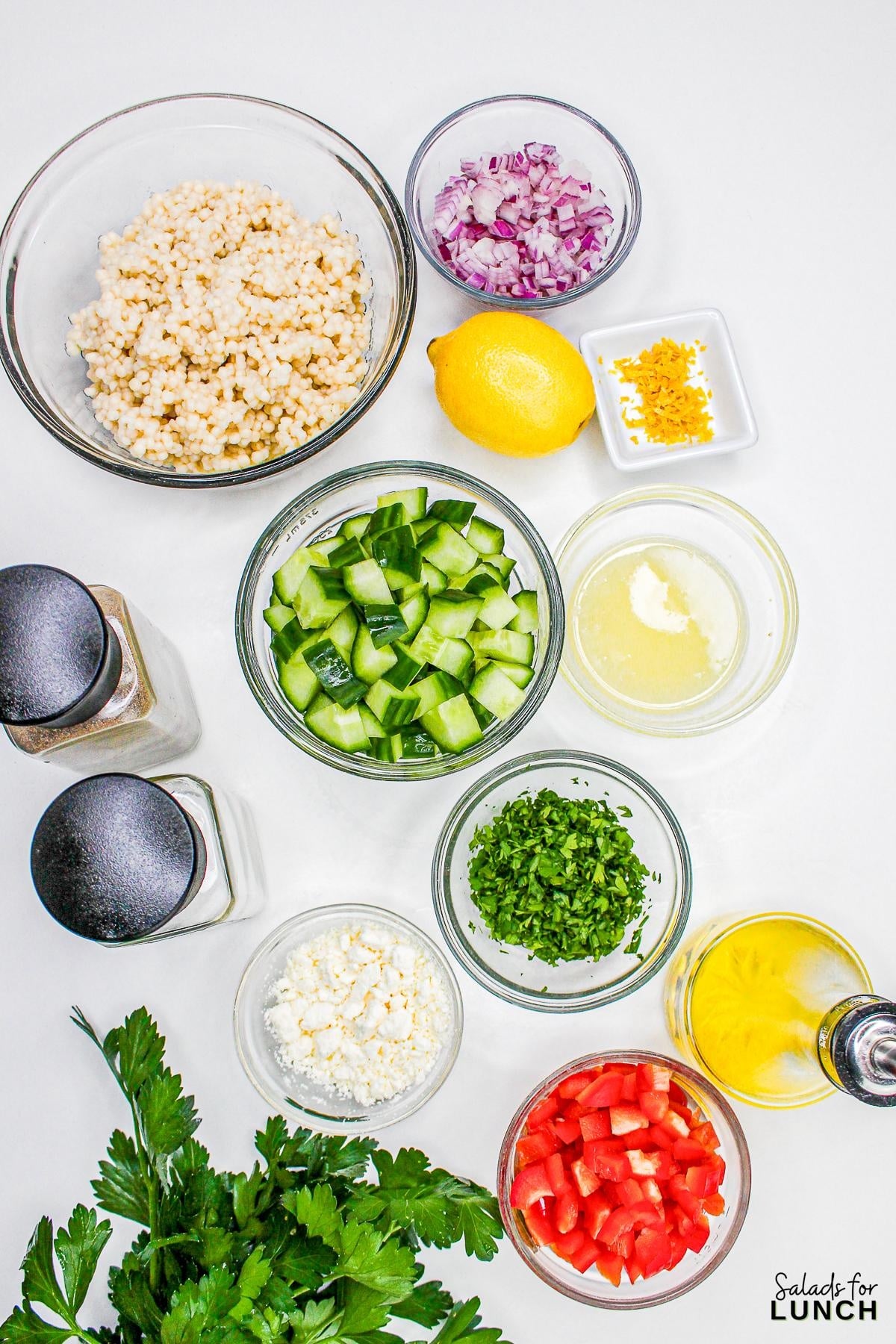 Easy Lemon Couscous Salad Recipe 1 - Zesty Lemon Couscous Salad - a refreshing and vibrant summer salad recipe bursting with citrusy flavors, feta cheese and crisp veggies!