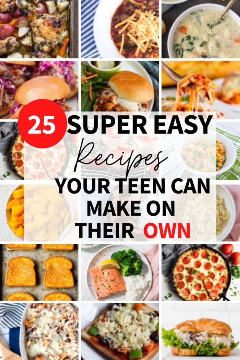 Collage of easy recipes for teens to cook