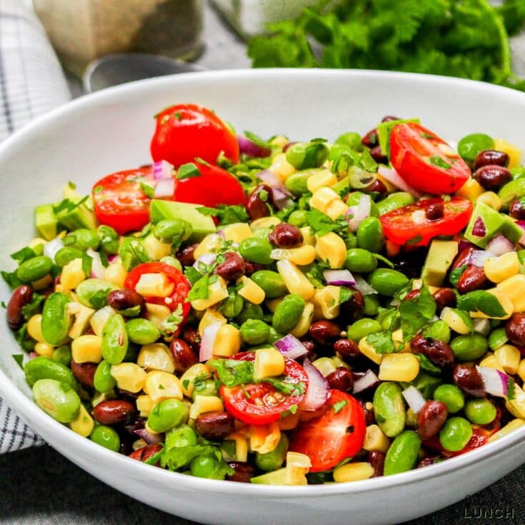 Easy Vegan Edamame Salad - As the height of summer unfolds, August brings an abundance of fresh, flavorful fruits and vegetables. This month is a perfect time to make summer salads to enjoy the delicious seasonal produce that August has to offer at their peak, and while they're packed with nutrients and bursting with flavor.