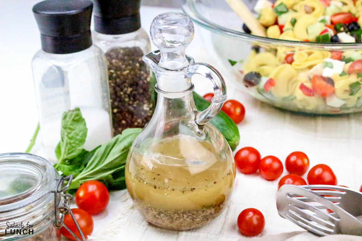 Greek Tortellini Pasta Salad Recipe 14 1 - Get ready for a game-changing dressing that will have you skipping the bottled stuff for good! This homemade Italian dressing is tangy, garlicky, and full of herbs, making it the perfect companion for crisp greens, pasta salads, or even as a marinade for chicken and veggies. With just a few simple ingredients, you can whip up a fresh and flavorful dressing in minutes—no preservatives, no weird additives, just pure, delicious goodness.