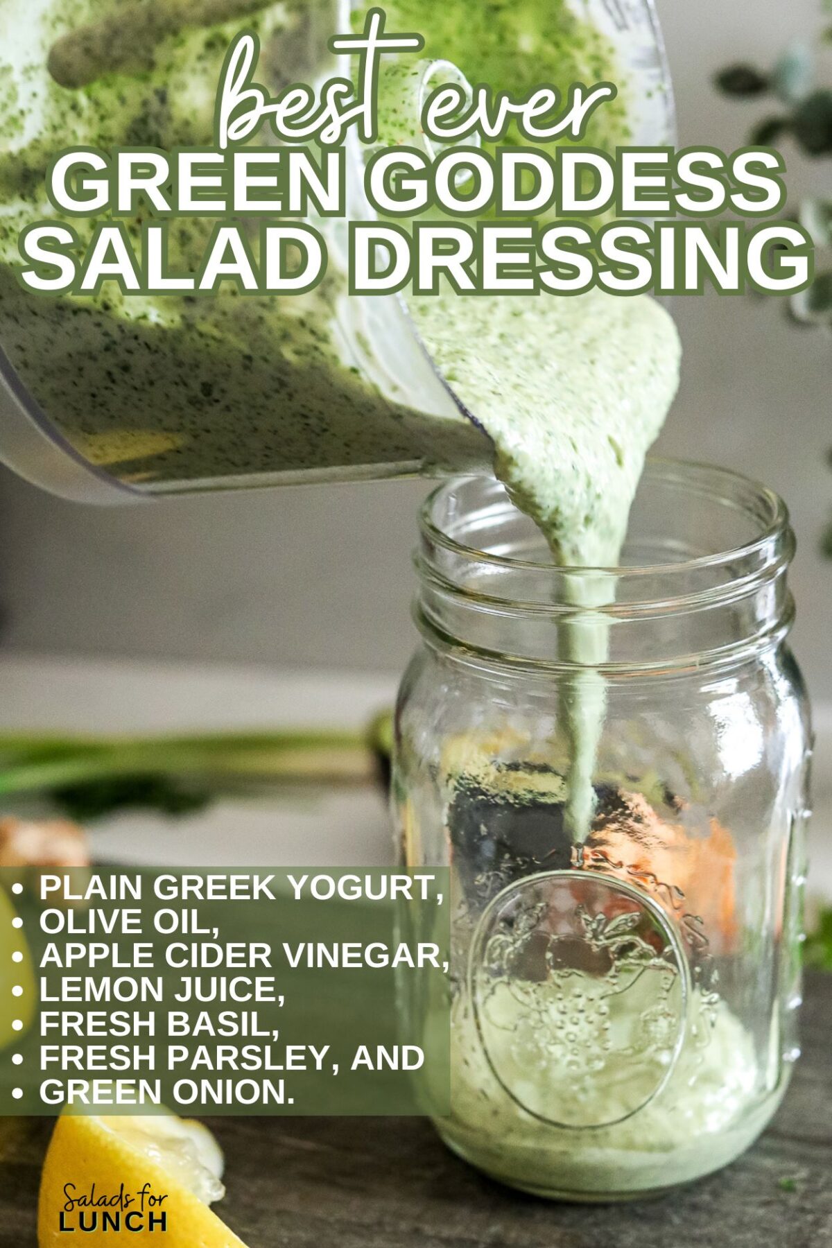 Green Goddess Salad dressing Recipe - You're going to love this Spring Salad with Green Goddess Dressing!! A delicious Spring Salad with mandarin oranges, cashews and avocado paired with a healthy Green Goddess dressing that is so easy to make, crazy delicious and can pull triple-duty as a dressing, dip or a sauce! It's light & fresh, yet ultra creamy and packed with amazing flavor!