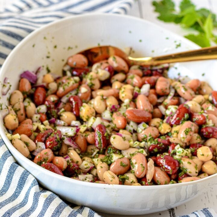 Heart Healthy Bean Salad 6 - Perfectly paired with white wine pinot grigio, this chili lime chicken skewers with veggies makes a nice and healthy summer BBQ dish.