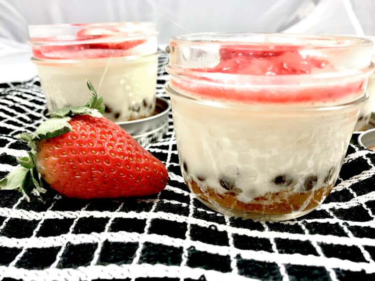 This Valentine's day treat your special Valentine to an easy to make Strawberry Cheesecake topped with fresh strawberries and made in the instant pot! I used a sugar substitute to make it sugar-free, but this pressure cooker cheesecake recipe works wonderfully with real sugar.