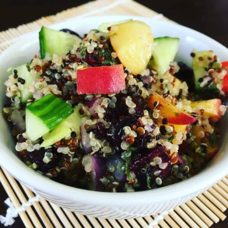 IMG 3637 1 - Let’s go keen-wah crazy with this tasty round-up of easy quinoa salad recipes to take to your next potluck! These delicious quinoa salad recipes are gloriously gluten-free with lots of vegetarian options too.
