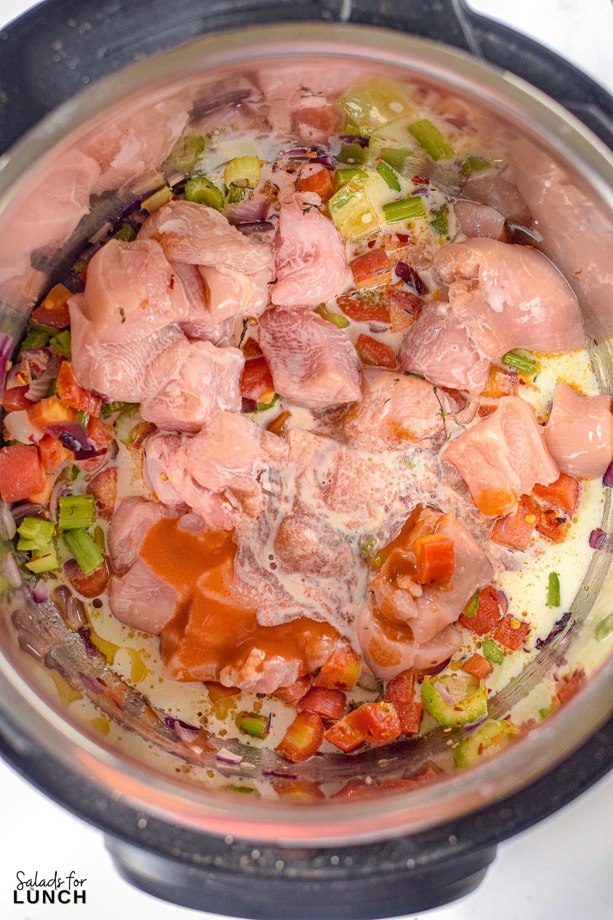 Instant Pot Buffalo Chicken Soup 6 - Get ready to warm up your taste buds with this Instant Pot Creamy Buffalo Chicken Soup recipe! Packed with tender chunks of chicken, a creamy base with a kick of hot buffalo sauce, and a medley of veggies, it's the perfect comfort food for any season. With just a few simple ingredients, your Instant Pot will do all the work, making this hearty soup a quick and delicious dinner idea.