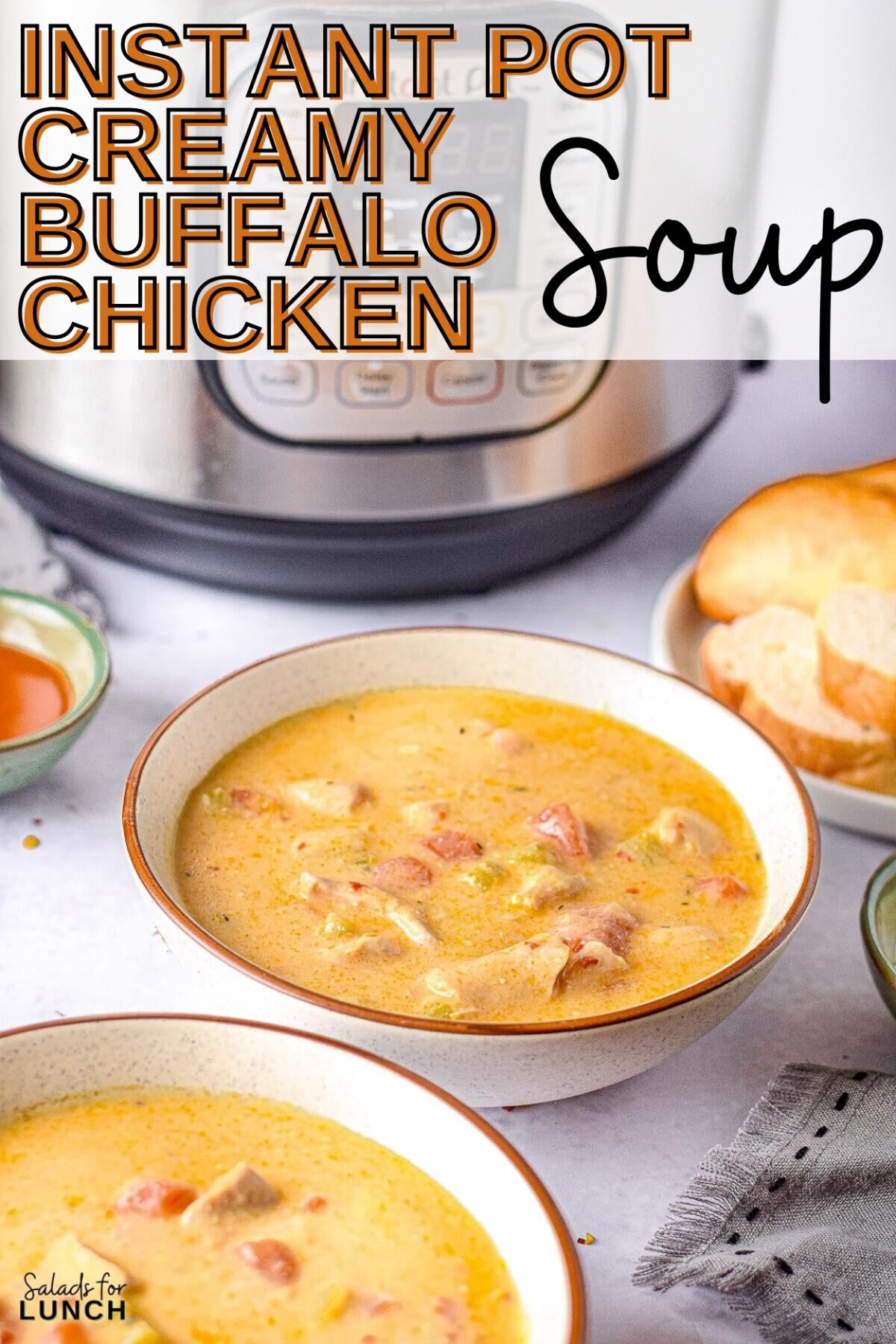 Instant Pot Creamy Buffalo Chicken Soup 2 - Get ready to warm up your taste buds with this Instant Pot Creamy Buffalo Chicken Soup recipe! Packed with tender chunks of chicken, a creamy base with a kick of hot buffalo sauce, and a medley of veggies, it's the perfect comfort food for any season. With just a few simple ingredients, your Instant Pot will do all the work, making this hearty soup a quick and delicious dinner idea.