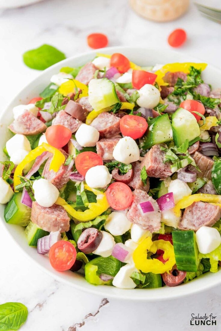 Italian Chopped Salad Recipe 36 - Shake up your weekday lunch with these tasty, healthy salads for lunch recipes that are great on the go. Make a filling and healthy salad that will power you through any work day. Full of protein and fiber these quick salads are an easy way to spruce up your lunch.