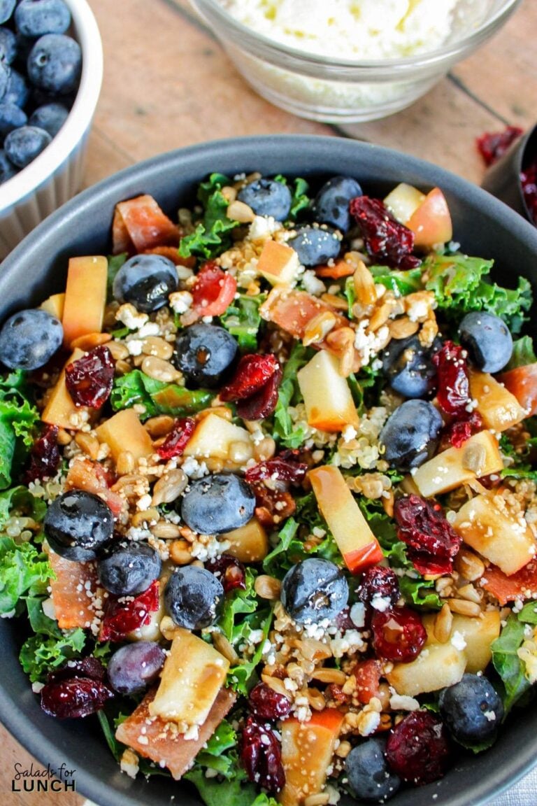 Blueberry, Apple, Cranberry and Kale Salad with Creamy Balsamic Vinaigrette