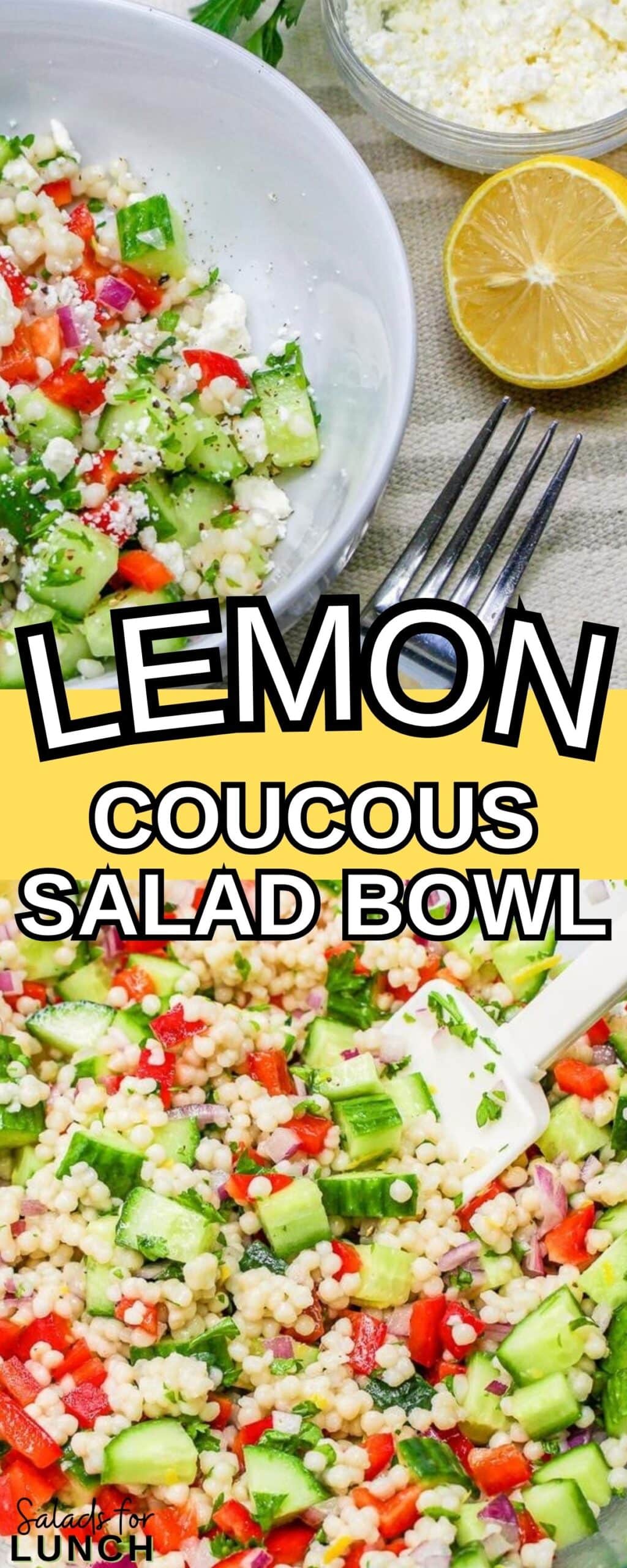 Lemon Couscous Salad Recipe 1 scaled - Zesty Lemon Couscous Salad - a refreshing and vibrant summer salad recipe bursting with citrusy flavors, feta cheese and crisp veggies!