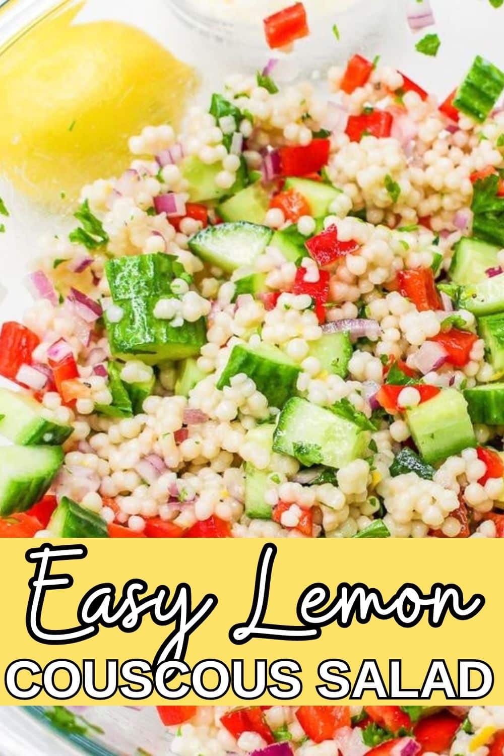 Lemon Couscous Salad Recipe 2 - Zesty Lemon Couscous Salad - a refreshing and vibrant summer salad recipe bursting with citrusy flavors, feta cheese and crisp veggies!