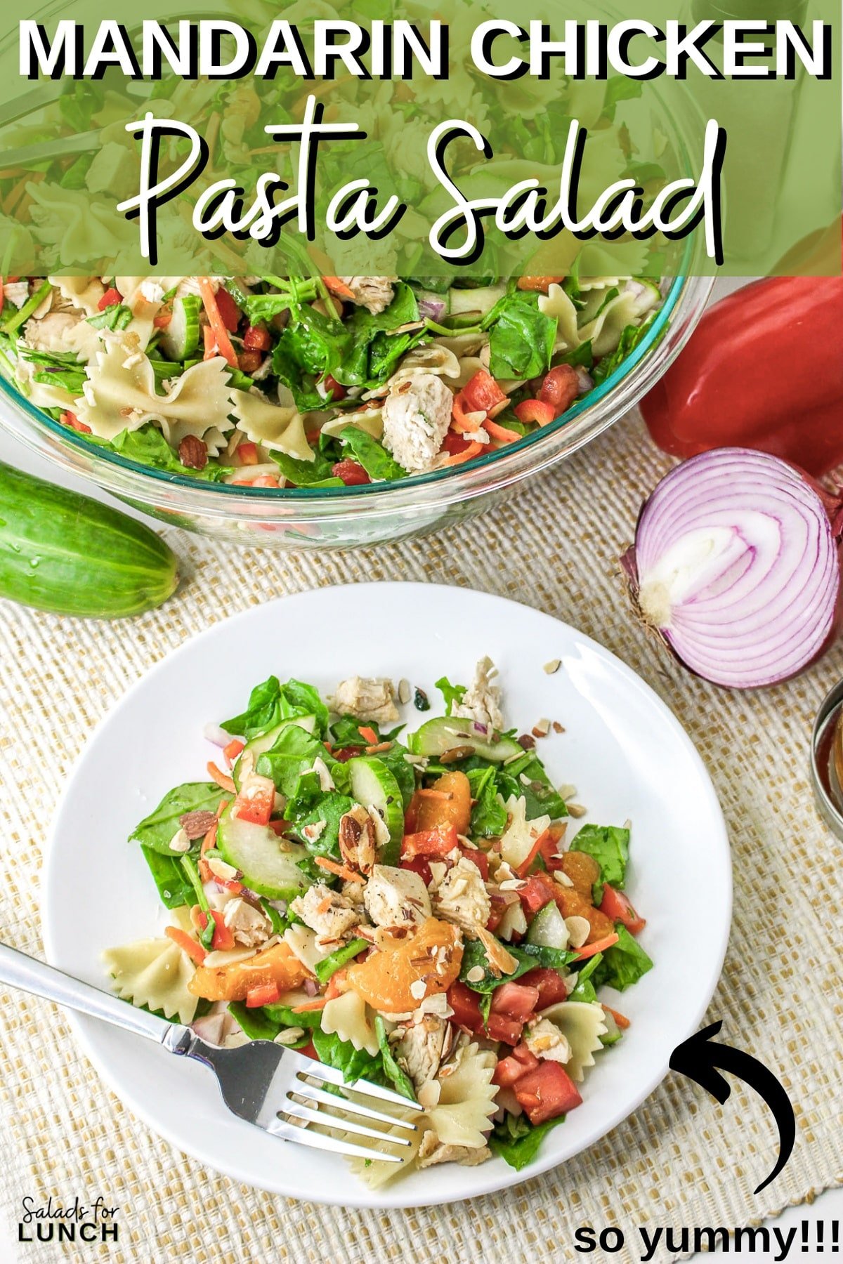 Mandarin Chicken Pasta Salad Recipe - Need an easy-to-make nutritious meal? This Mandarin Chicken Pasta Salad is perfect – filled with asian flavors and protein-packed chicken to keep you full.