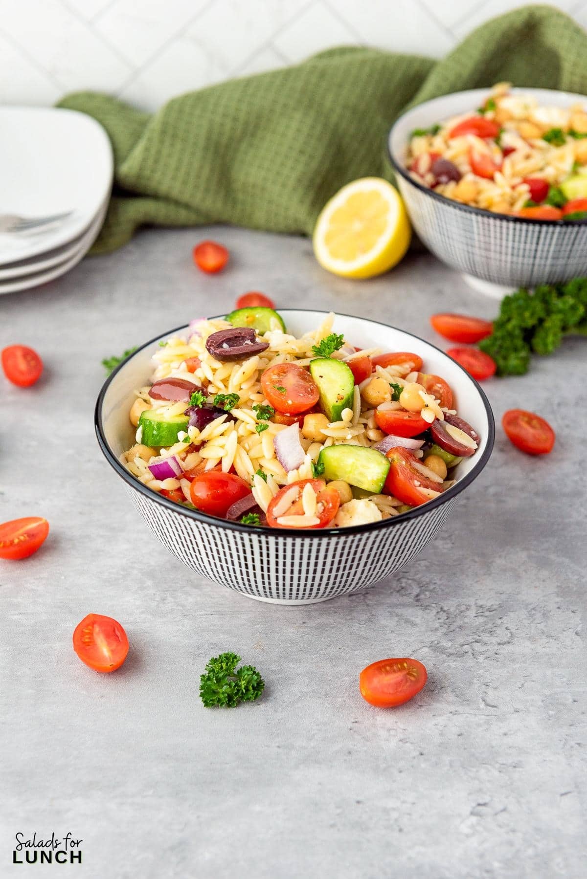 Mediterranean Orzo Salad Recipe 20 - You're going to love this Mediterranean Orzo Salad, a delightful blend of orzo pasta, cherry tomatoes, Persian cucumbers, and kalamata olives