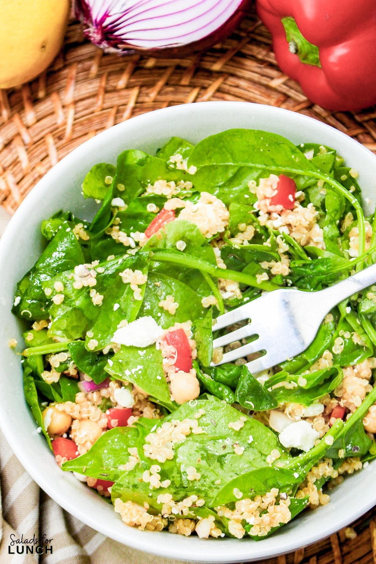 Mediterranean Quinoa Salad with Spinach and Chickpeas