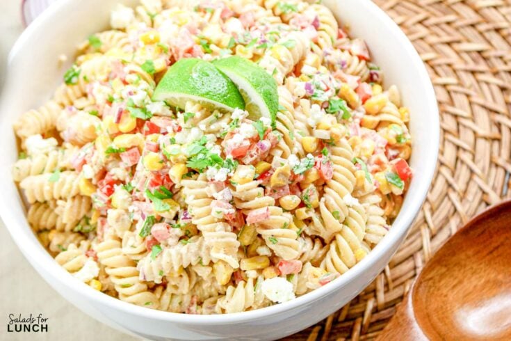 Mexican Street Corn Pasta Salad Recipe 15 - Shake up your weekday lunch with these tasty, healthy salads for lunch recipes that are great on the go. Make a filling and healthy salad that will power you through any work day. Full of protein and fiber these quick salads are an easy way to spruce up your lunch.