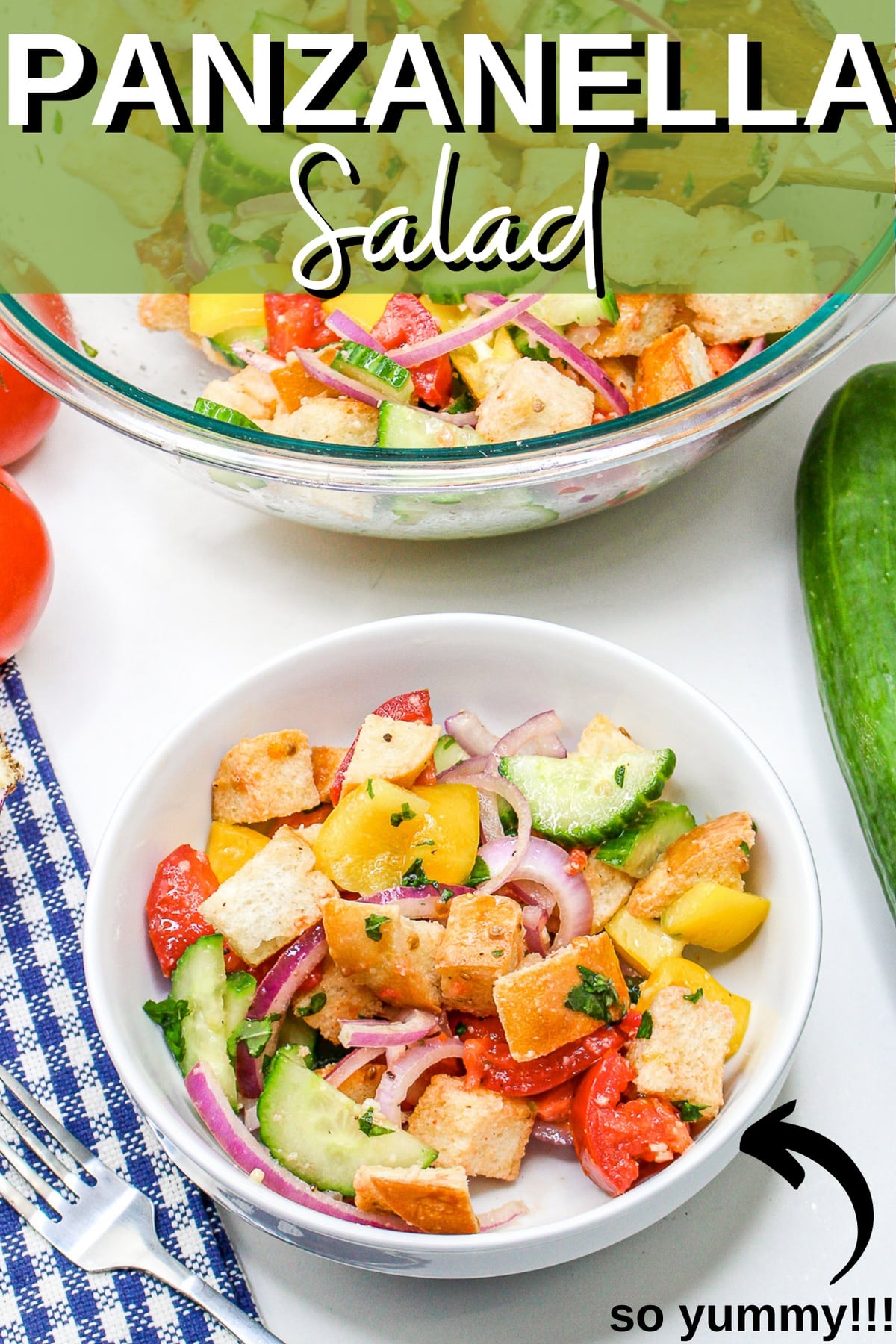 Panzanella Salad Recipe - This Classic Italian Panzanella Salad (aka Tuscan Bread Salad) is a refreshing summer salad made with juicy tomatoes, crusty bread, and a simple vinaigrette. This is a great salad to bring to a summer BBQ.