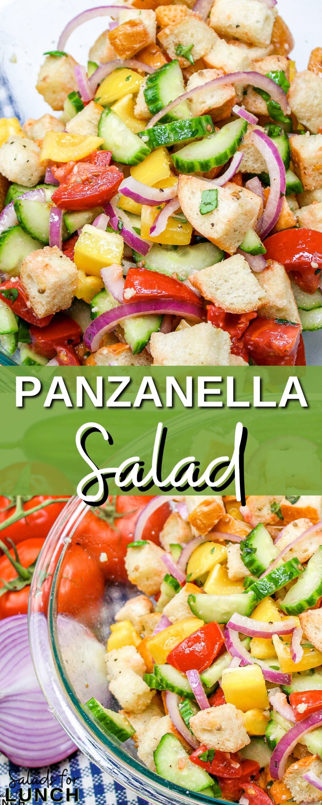 Panzanella Salad scaled - This Classic Italian Panzanella Salad (aka Tuscan Bread Salad) is a refreshing summer salad made with juicy tomatoes, crusty bread, and a simple vinaigrette. This is a great salad to bring to a summer BBQ.