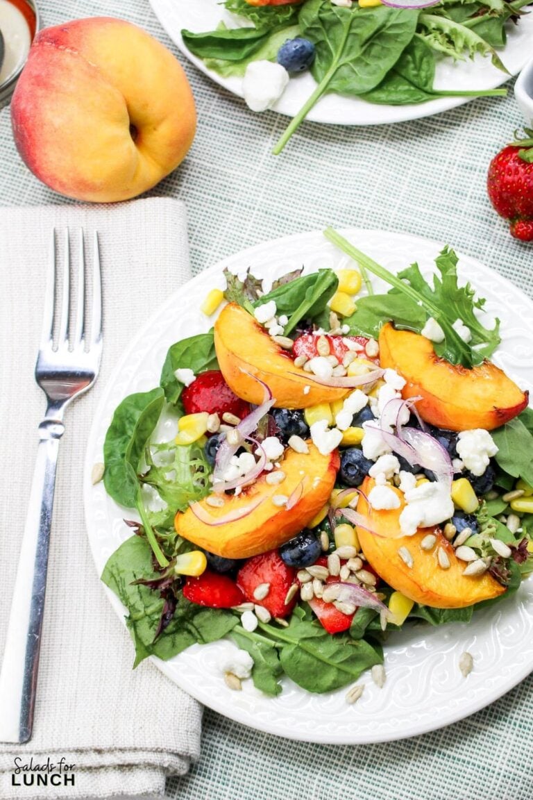 Peach Berry Salad with Honey Lime Dressing