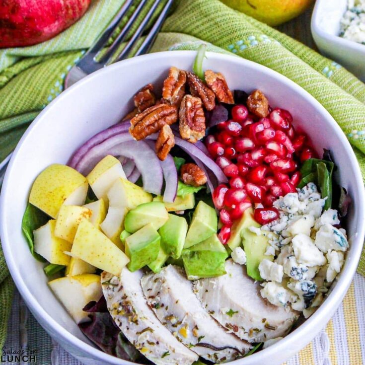 Pear Salad Square Featured Photo - These fall salads will help you make the most of October’s fresh, seasonal produce while adding flavor, nutrition, and variety to your meals. Enjoy the richness of fall in every bite!