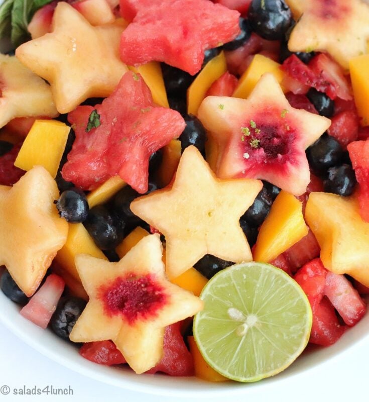 Red White and Blue Fruit Salad 28 - Discover 21 vibrant salads perfect for your Fourth of July celebration! From patriotic fruit salads to zesty coleslaws, elevate your holiday spread with fresh flavors.