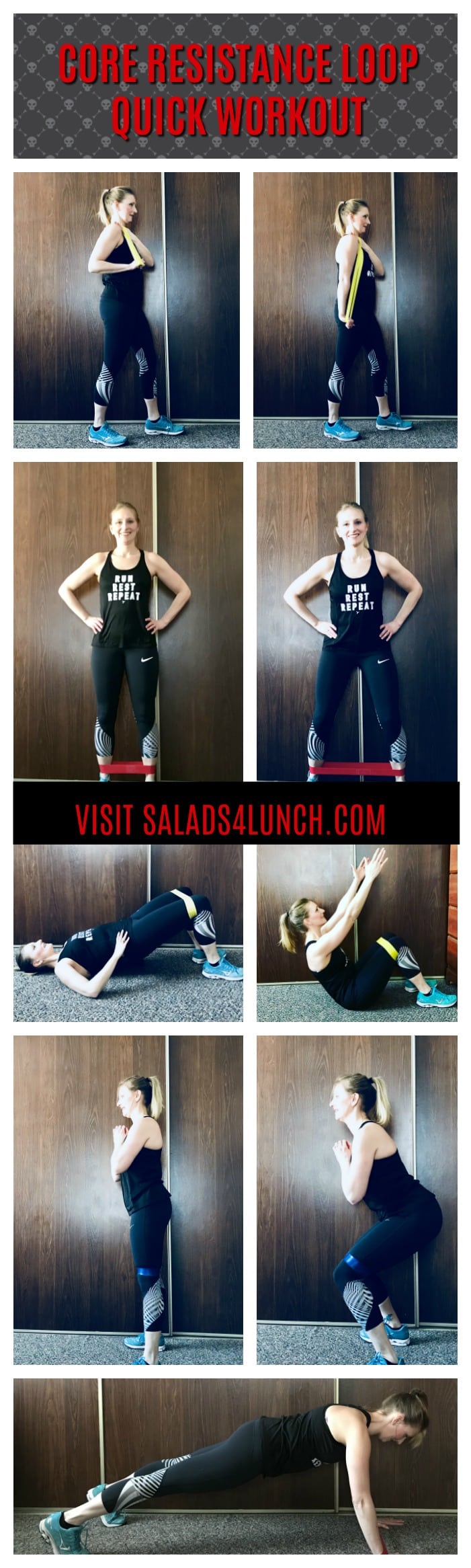 This Full Body Core Resistance Loop Workout will give you a full body burn with five simple moves! #fullbodyworkout #workout #minibandworkout #resistanceloop