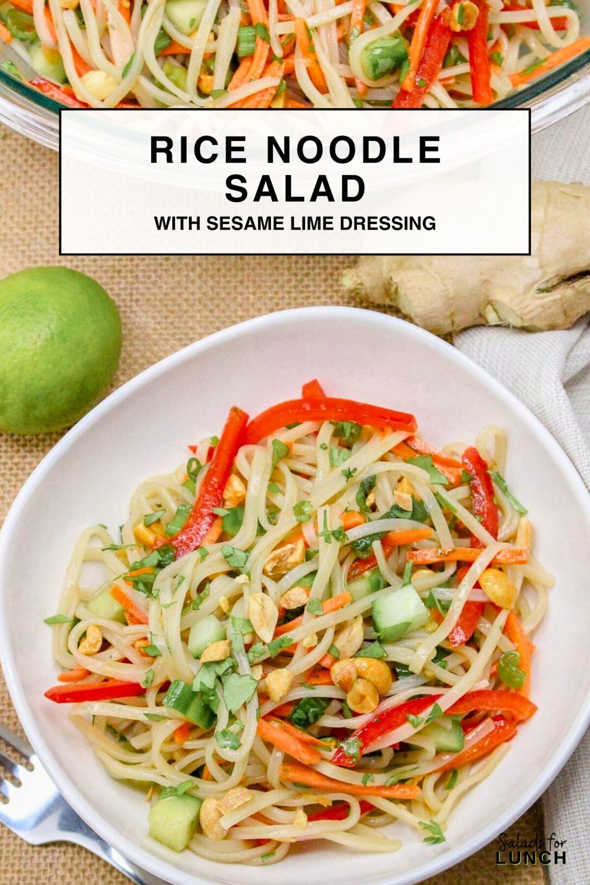 Rice Noodle Salad - This refreshing salad features tender rice noodles tossed with crisp vegetables and a tangy sesame-lime dressing. It's perfect as a light main course or a flavorful side dish.
