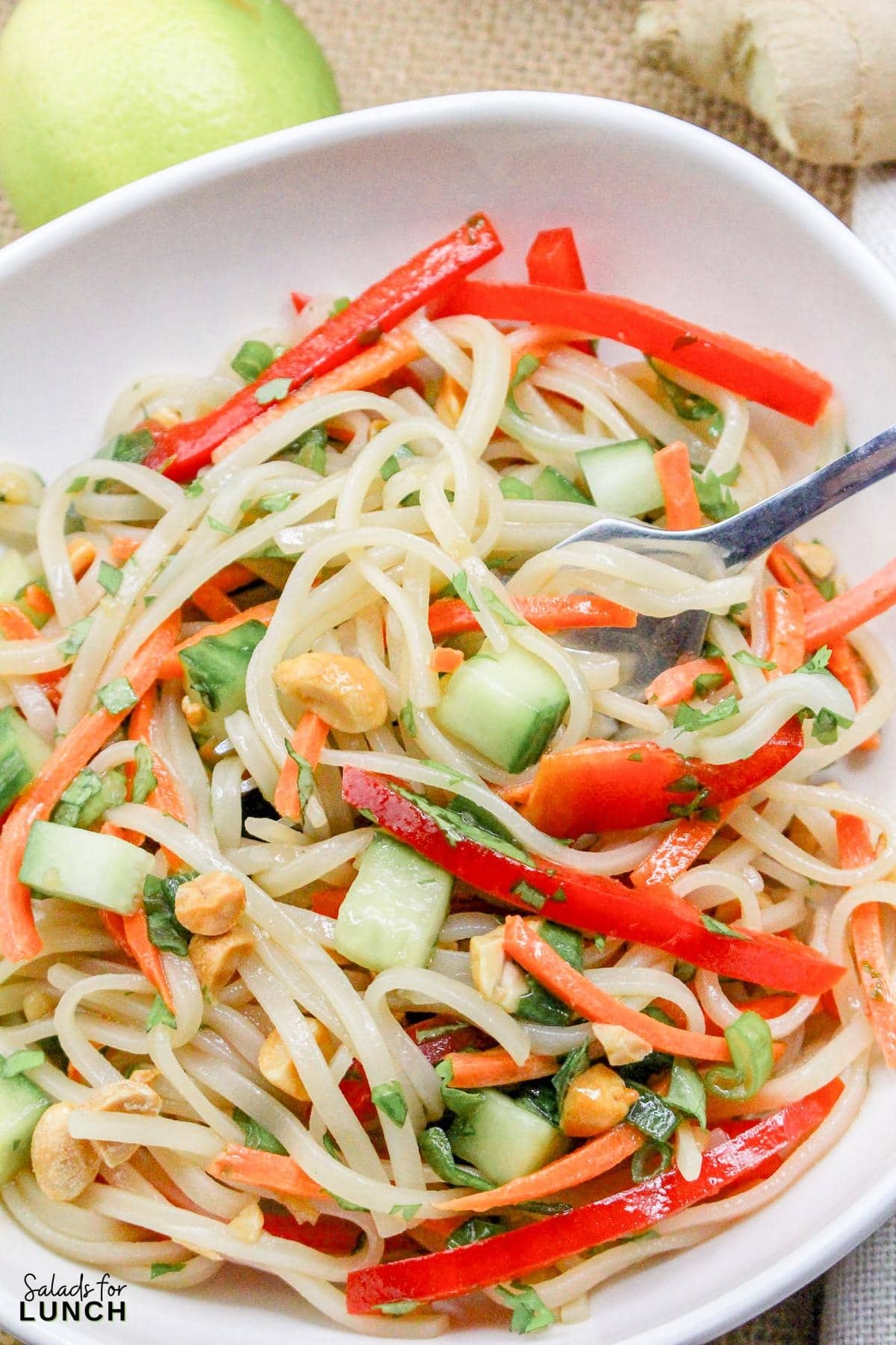 Rice Noodle Salad Recipe 20 - This refreshing salad features tender rice noodles tossed with crisp vegetables and a tangy sesame-lime dressing. It's perfect as a light main course or a flavorful side dish.