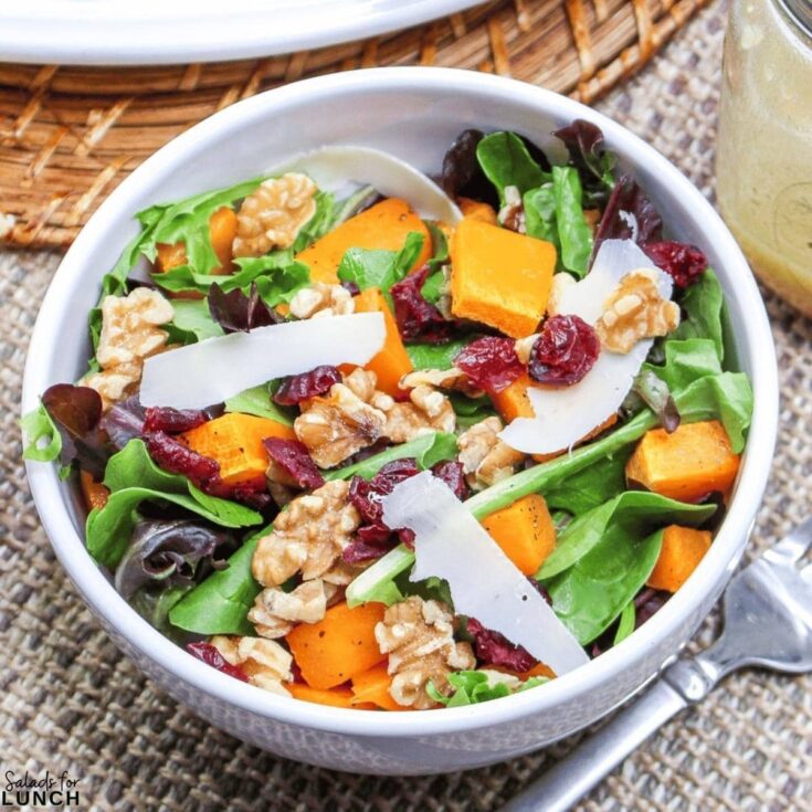 Roasted Butternut Squash Salad Square Featured Photo - These fall salads will help you make the most of October’s fresh, seasonal produce while adding flavor, nutrition, and variety to your meals. Enjoy the richness of fall in every bite!