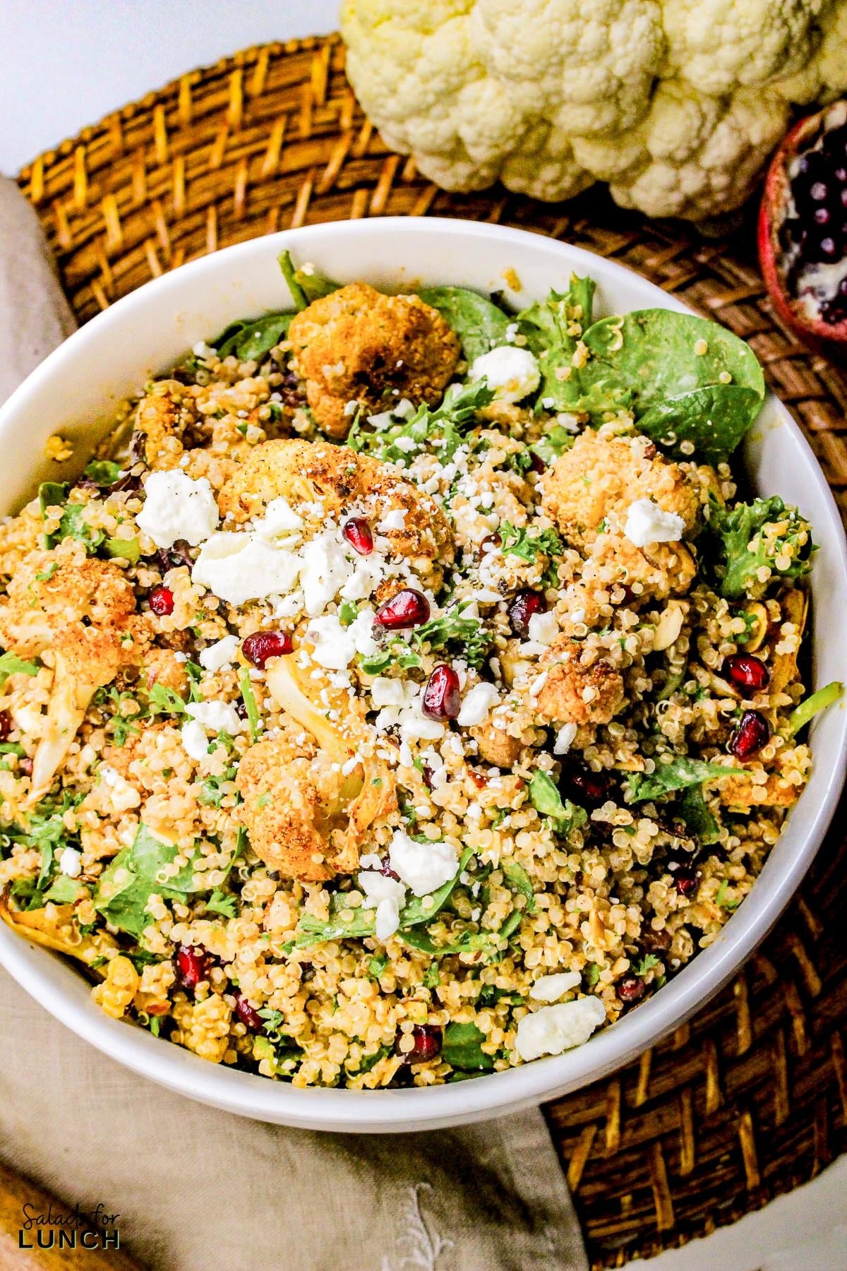 Roasted Cauliflower Salad Recipe 18 - This Roasted Cauliflower Salad with Lemon-Tahini Dressing is everything—golden roasted cauliflower, fresh greens, crunchy almonds, and a tangy, creamy dressing that ties it all together. Bonus: this salad is gluten-free, packed with veggies, and perfect for meal prep or your next dinner party.