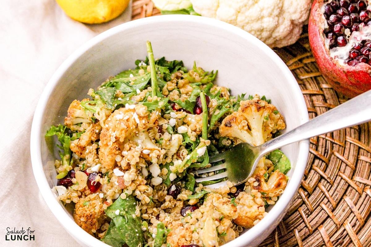 Roasted Cauliflower Salad Recipe 32 - This Roasted Cauliflower Salad with Lemon-Tahini Dressing is everything—golden roasted cauliflower, fresh greens, crunchy almonds, and a tangy, creamy dressing that ties it all together. Bonus: this salad is gluten-free, packed with veggies, and perfect for meal prep or your next dinner party.