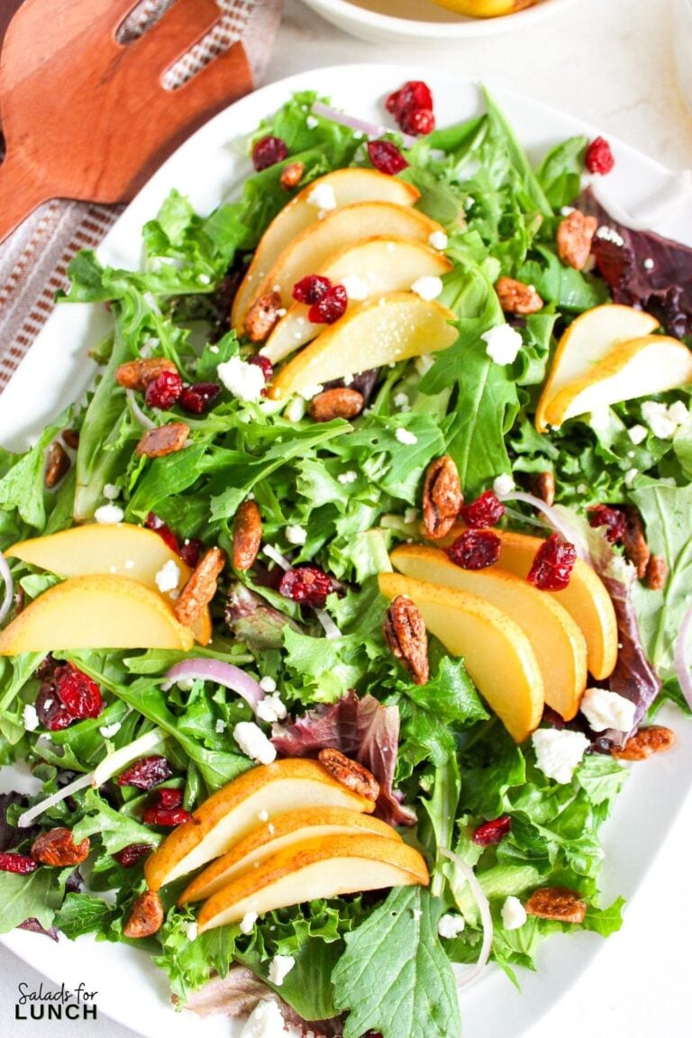 Roasted Pear Salad with Creamy Goat Cheese and Tangy Lemon Vinaigrette